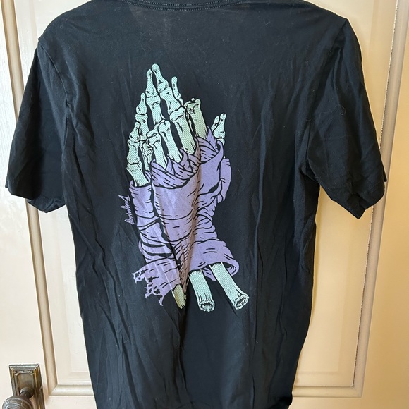 Black Graphic Tee with Skeleton Design - Picture 1 of 3